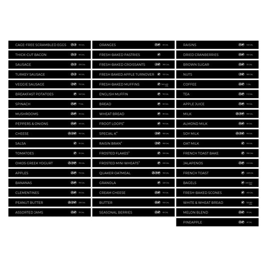 Food Item Inserts - Hanging (Kit of 62)