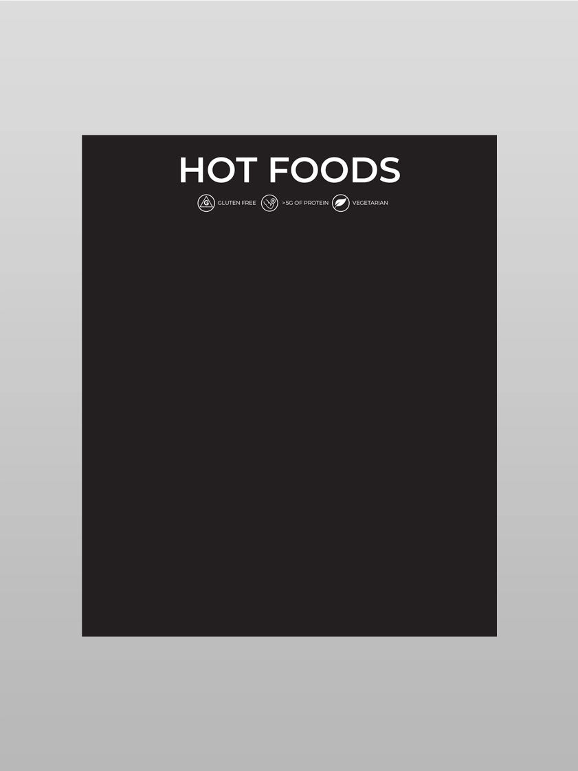 Hot Foods Menu with Calories - Counter