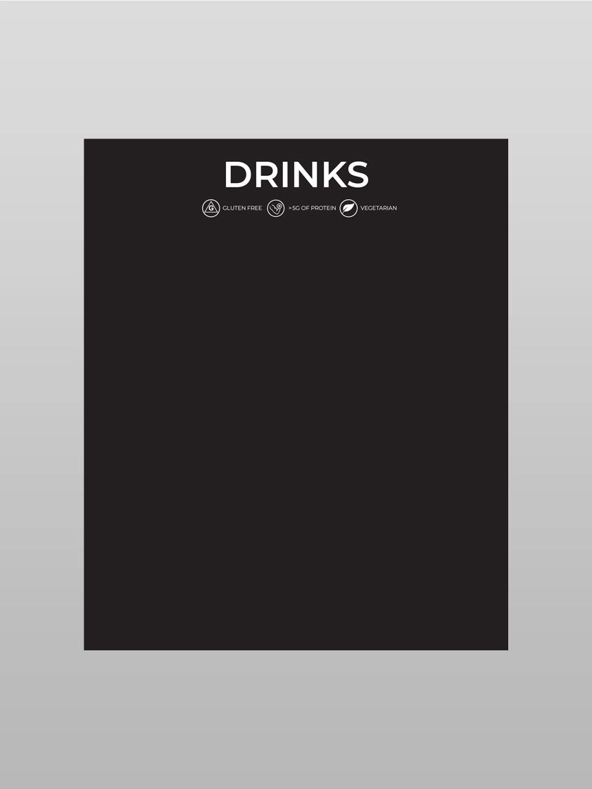 Drinks Menu with Calories - Counter
