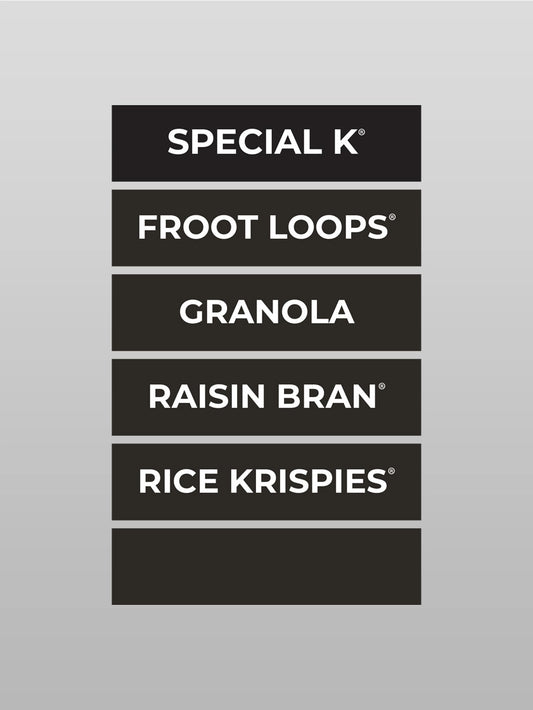 Cereal Labels Set w/ Velcro